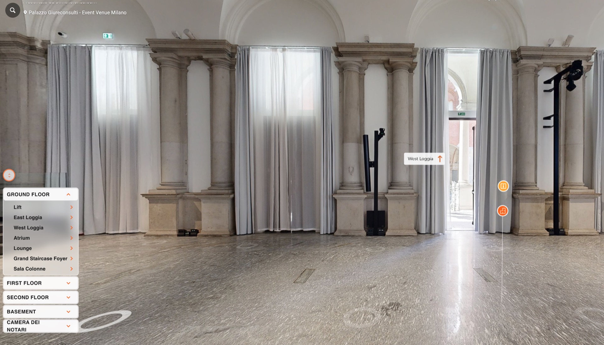 Interno del Digital Twin di Palazzo Giureconsulti
